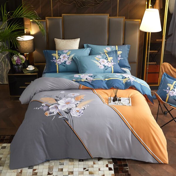 Printed Cotton Bedding Sets Home School 4PCs Quilt Cover Sets King Size Bed Sheet Sets Pillowcase - Image 2