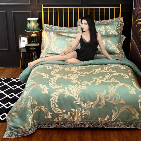 wholesale Silk satin jacquard sheets comforter luxury bedsheet bedding sets - Image 22