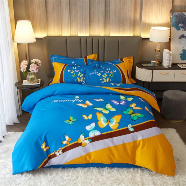 Printed Cotton Bedding Sets Home School 4PCs Quilt Cover Sets King Size Bed Sheet Sets Pillowcase - Image 114