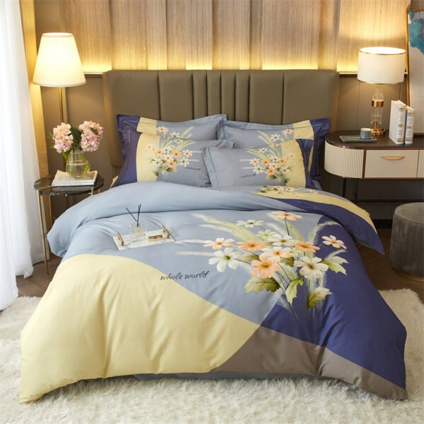 Printed Cotton Bedding Sets Home School 4PCs Quilt Cover Sets King Size Bed Sheet Sets Pillowcase - Image 18